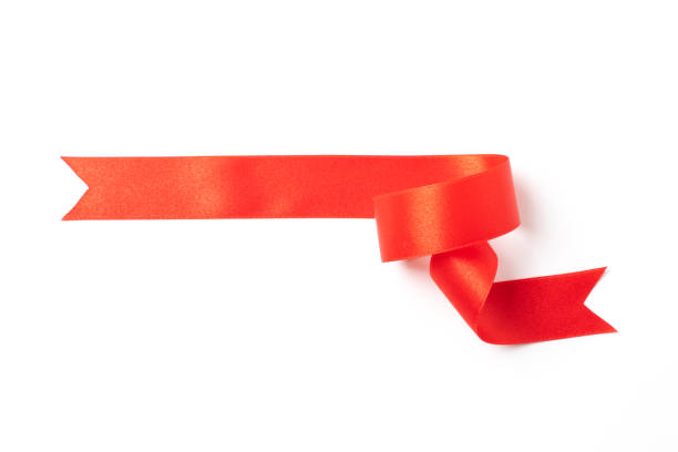 istock Red banners ribbons label on white background 1261595533