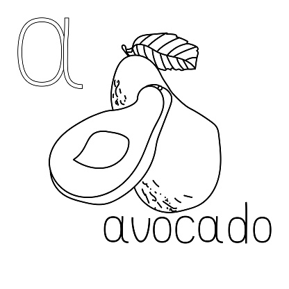 Ilustración de Página Para Colorear Fruta Y Verdura Abc Carta A Aguacate  Tarjeta Para Colorear Educada y más Vectores Libres de Derechos de  Actividad - iStock