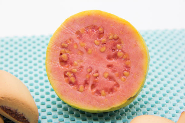 Brazilian guava sweets on white background. Biscuit with guava