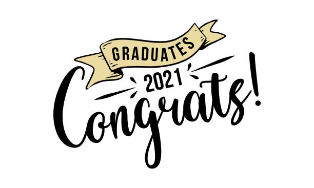 Congratulations Graduates 2021 Celebration text poster. Graduates class of 2021 vector concept as a template for cards, posters, banners, labels. 2021 stock illustrations