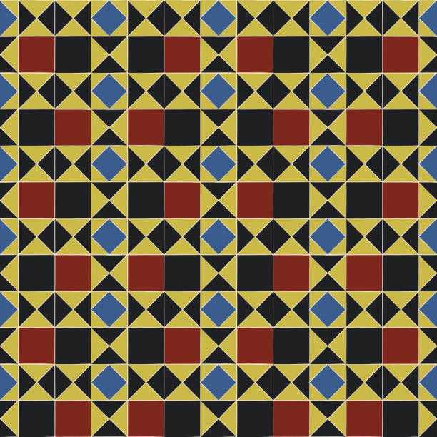 Endless pattern with geometric motif, vector decor Decorative seamless pattern with geometric ornament. Colorful rhombus and square shapes in bysantine style. Vector endless texture for digital paper, fabric, backdrop or wrapping byzantine pattern stock illustrations