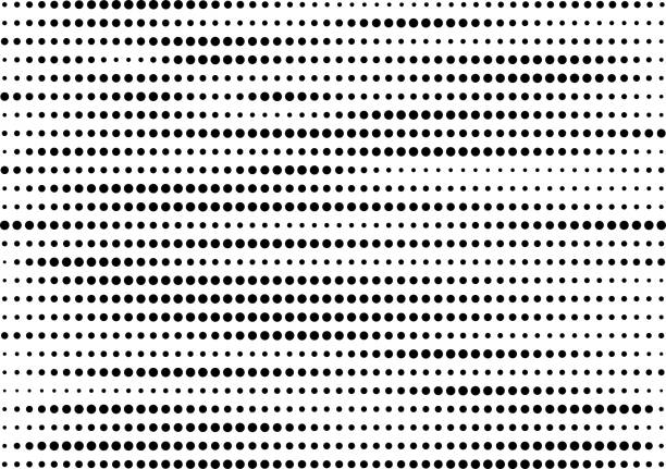 illustrations, cliparts, dessins animés et icônes de points noirs vectoriels dans le modèle de lignes horizontales, points foncés sur fond blanc - trame points