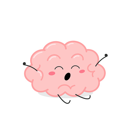 Cute Cartoon Brain Character Yawning And Stretching Stock Illustration -  Download Image Now - iStock