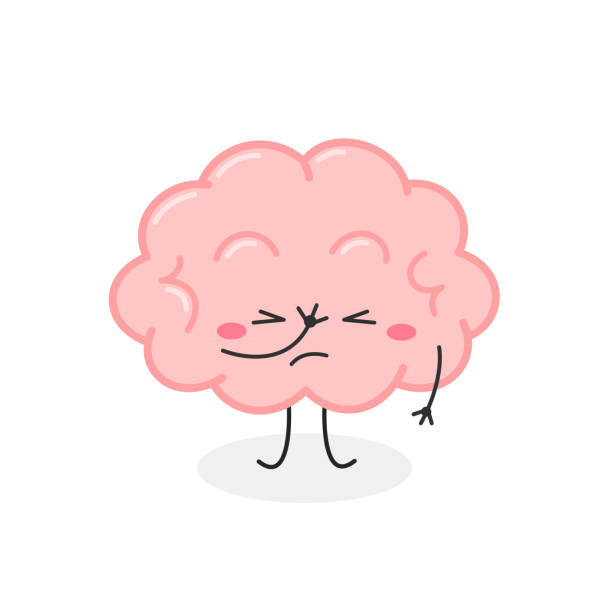 Funny cartoon brain character with facepalm gesture Funny cartoon facepalm brain emotion. Vector flat illustration isolated on white background facepalm funny stock illustrations