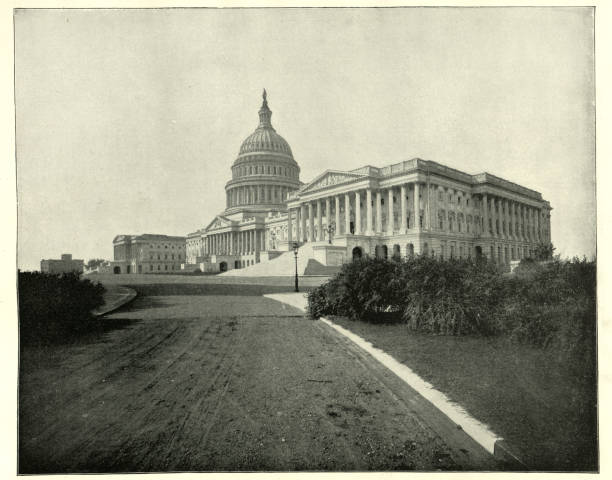 Vintage photograph of The Capitol, Washington DC, 19th Century Vintage photograph of The Capitol, Washington DC, 19th Century united states senate photos stock pictures, royalty-free photos & images