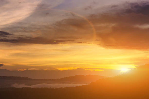 istock Twilight sky background. Colorful Sunset sky and cloud.vivid sky in twilight time background.Fiery orange sunset sky. Beautiful 1261662987