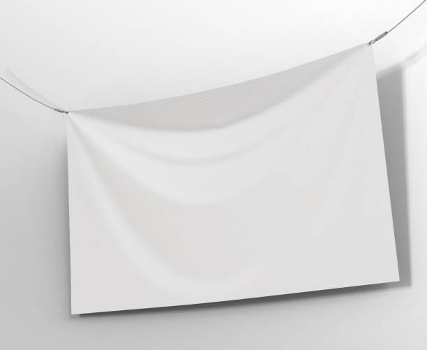 istock 3d Illustration. Blank hanging banner flag mockup. 1261694361