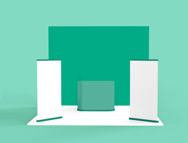 istock 3D Illustration. Exhibition stand mockup. 1261694383