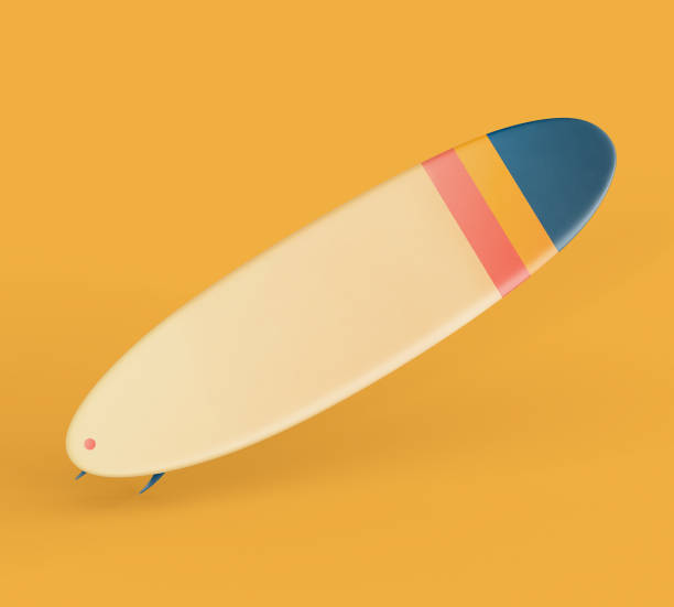 ilustracja 3d. deska surfingowa na odizolowanym żółtym tle. - windsurfing obrazy zdjęcia i obrazy z banku zdjęć