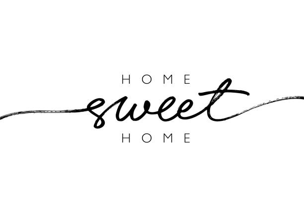 ilustrações de stock, clip art, desenhos animados e ícones de home sweet home ink brush vector lettering. modern slogan handwritten vector calligraphy. - modern handmade