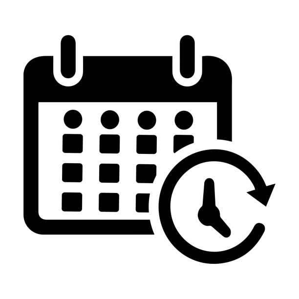 kalender, zeitplan-symbol / schwarze farbe - time icon stock-grafiken, -clipart, -cartoons und -symbole