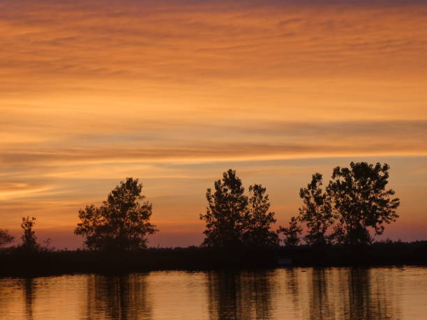 Multi-colored sunset over Lake Erie