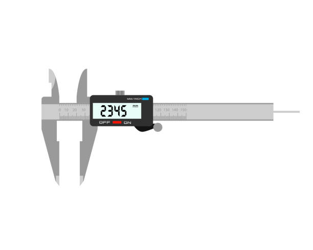 Electronic caliper. Measuring instrument on a white background. Electronic caliper. Measuring instrument on a white background. vernier scale stock illustrations