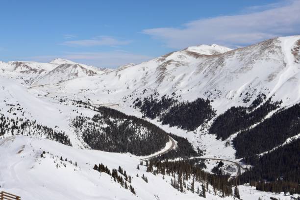 Arapahoe Basin 2 Arapahoe Basin (A-Basin) Ski Resort near Dillon and Keystone Colorado. Right off of US-6. Taken from the main peak at A-Basin. Looking out towards US-6 and Loveland Pass. frisco colorado stock pictures, royalty-free photos & images