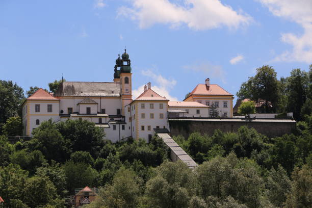 Passau, June 30, 2020: View of the Maria Hilf Monastery above the Innstadt district in Passau
