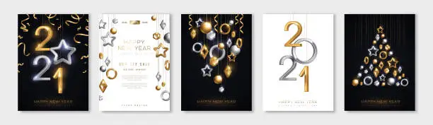 Vector illustration of Christmas and New Year posters set