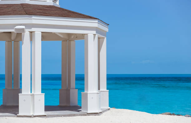 istock Ocean front gazebo in bahamas 1261841809