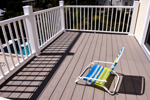istock single beach chair on the balcony 1261842347
