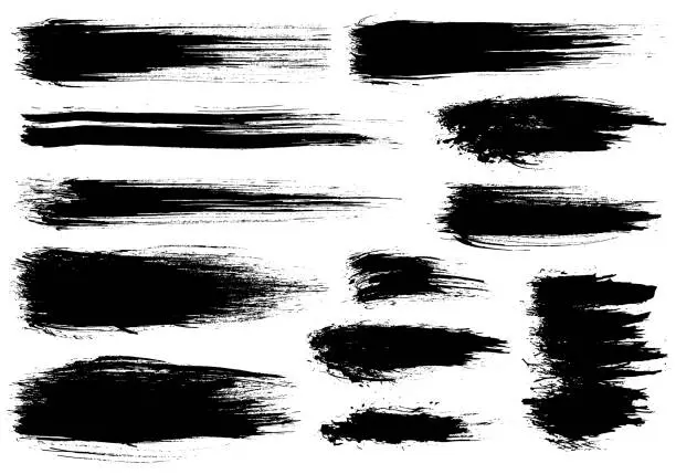 Vector illustration of Paint brush. Black ink grunge brush strokes. Vector paintbrush set. Grunge design elements. Painted ink stripes