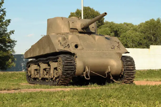 Snegiri village, Istra district, Moscow region, June 26, 2020. Medium Tank M4-A2 Sherman participated in the 2nd world war. US production, 1943.