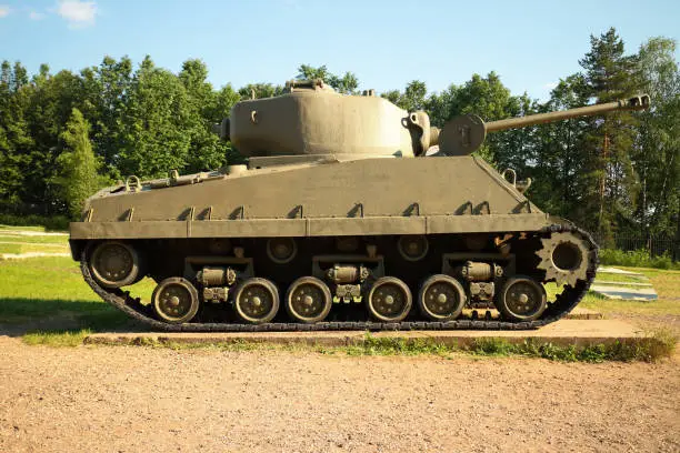 Old military Medium Tank participated in the 2nd world war. US production, 1942.