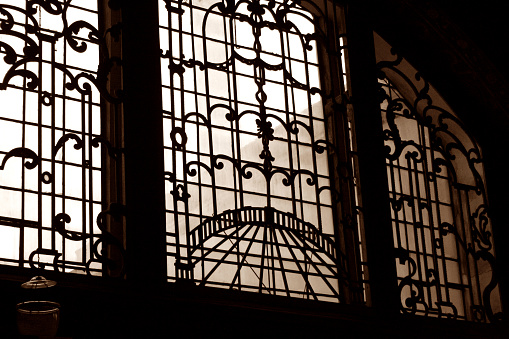 The old and vintage window in a train station