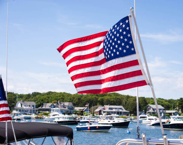 istock american flag on the boat in marina 1261892821