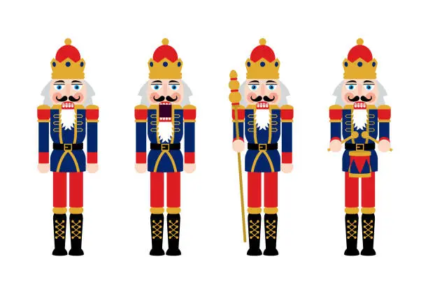 Vector illustration of Christmas Nutcracker Figures - Toy Soldier Doll Decorations