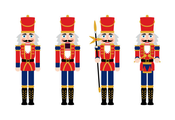 Christmas Nutcracker Figures - Toy Soldier Doll Decorations This set of illustrated Christmas Nutcracker dolls are ideal decorations for your festive design project. They've been designed with a limited colour palette, making them easy to colour and customise to suit your needs. The toy soldier figures are full of character and the EPS10 vector file can be scaled to any size without loss of quality. toy soldier stock illustrations