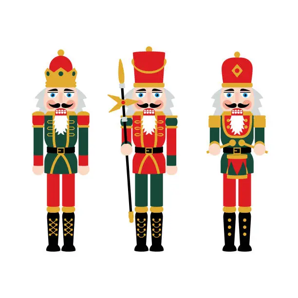 Vector illustration of Christmas Nutcracker Figures - Toy Soldier Doll Decorations