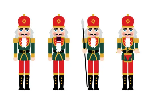 Vector illustration of Christmas Nutcracker Figures - Toy Soldier Doll Decorations