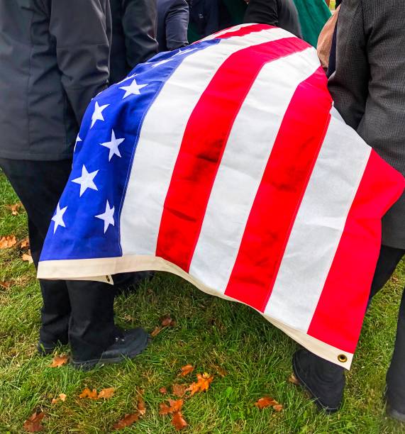 istock A Flag Draped Coffin of a WWII Veteran 1261938150