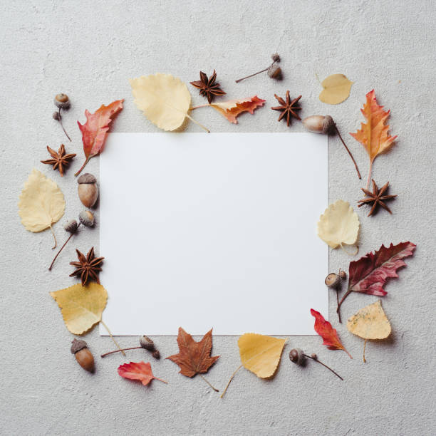 istock Autumn party invitation with foliage decoration 1261943136