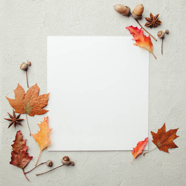 istock Autumn party invitation with foliage decoration 1261943694