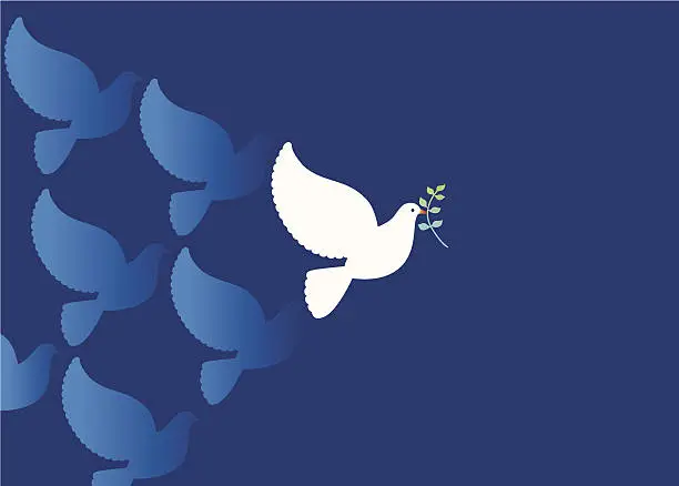 Vector illustration of Peace Dove with Olive branch