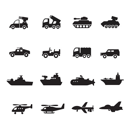 military vehicles icon isolated on a white background