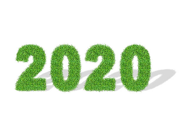 istock 2020 green grass number. Lawn texture on white background. 1262026694