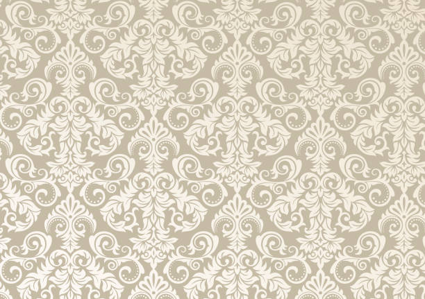 Beautiful damask pattern of brown and beige colors. Royal design with floral ornament. stock photo