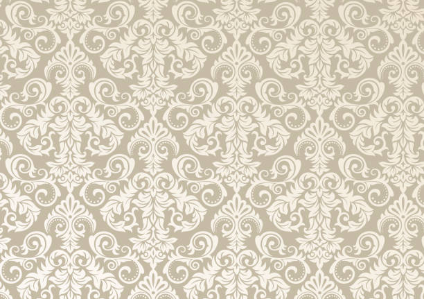 beautiful damask pattern of brown and beige colors. royal design with floral ornament. - rococó imagens e fotografias de stock