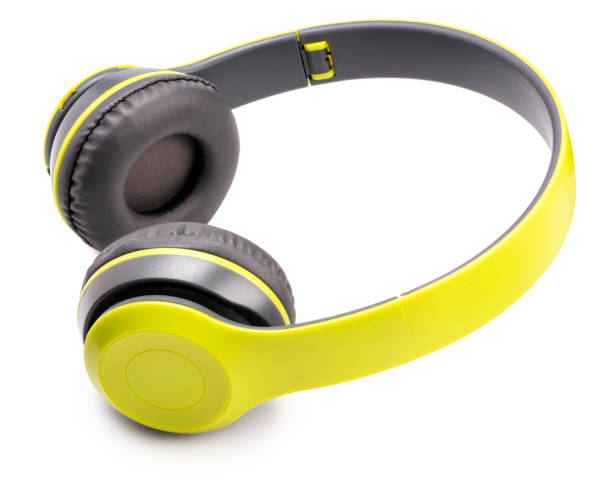 istock Yellow wireless headphones isolated on white background, Yellow headphone isolate on white background With clipping path. 1262044080