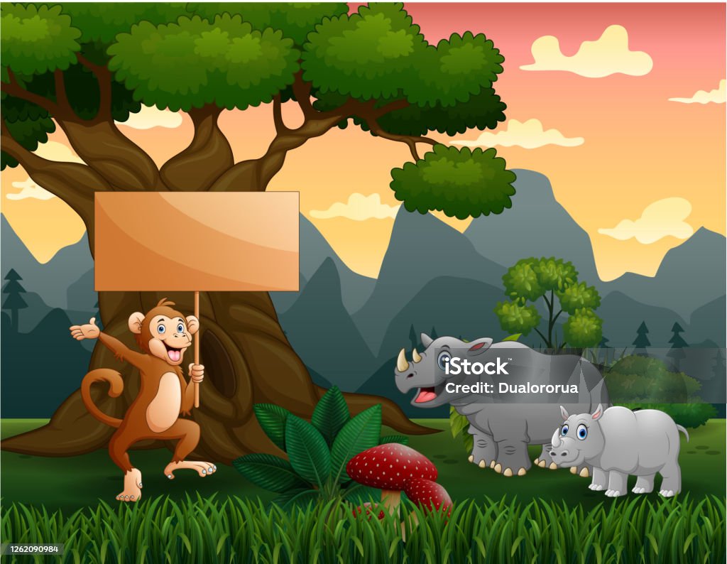 Wild Animals Cartoon In The Jungle Stock Illustration - Download Image Now  - Abstract, Adventure, Animal - iStock