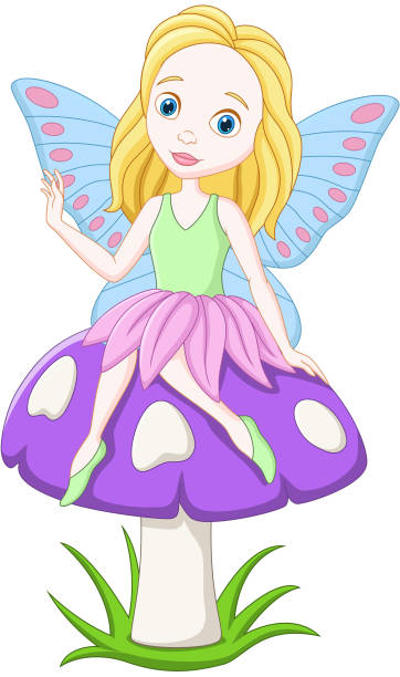 istock Cartoon fairy sitting on a mushroom 1262092602