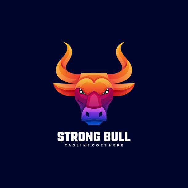 ilustracja wektorowa strong bull gradient kolorowy styl. - texas longhorn cattle bull horned cattle stock illustrations