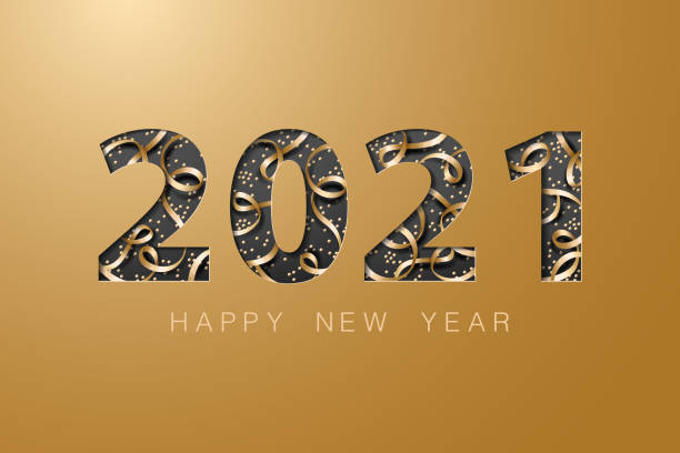 2021 happy new year golden banner background card 2021 happy new year golden banner background card new years eve stock illustrations