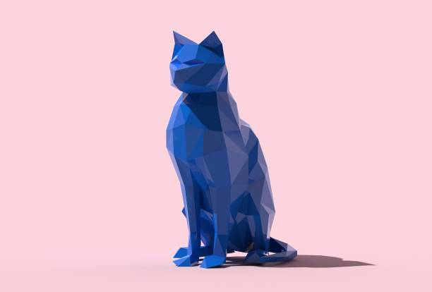 Blaue Origami Katze – Foto