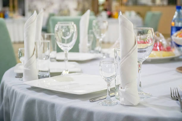 istock The table in the restaurant is served for dinner. 1262140381