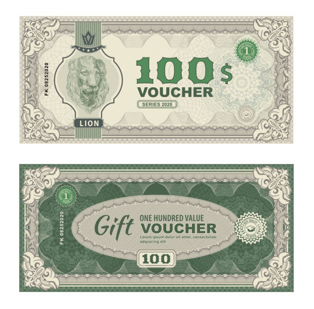 istock Vector money banknotes illustration with portrait of Lion. classical statue . Back sides of money bills Back sides of money bills. Floral border 1262152627