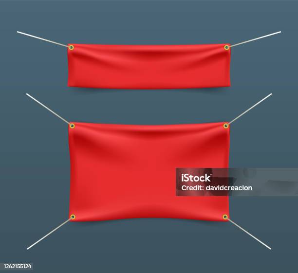 Banner With Rope Sample Textile Banner With Rope Isolated Elements On Black Background Stock ...
