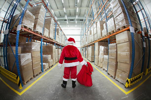 Santa Claus in Gifts Distribution Center stock photo
