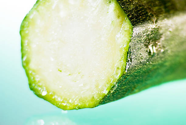 About Food: Fresh Green Zucchini Courgette, Vegetables, SDOF Close-up
